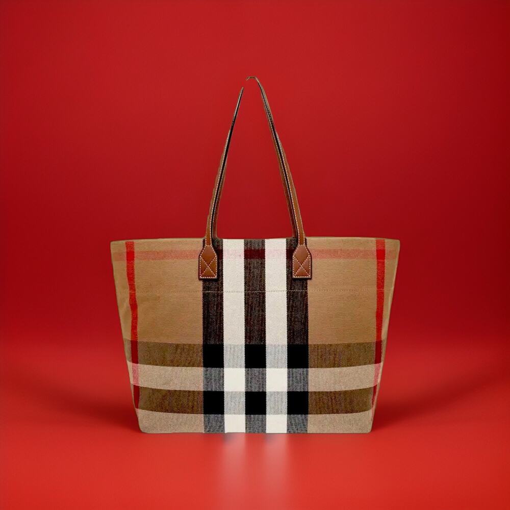 NEW! Burberry Beige Check London Tote Bag /$1,390